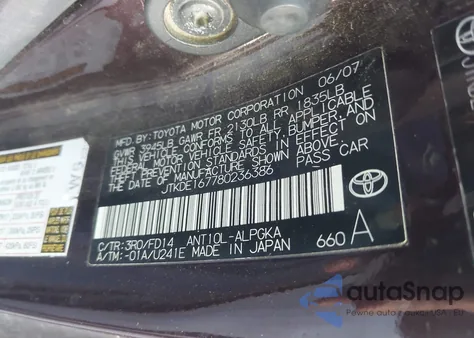 2008 Scion Tc from USA, damaged, VIN JTKDE167780236386